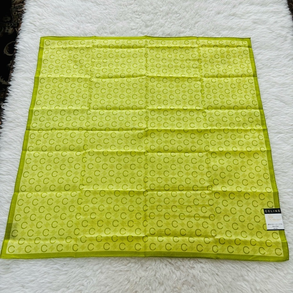 CELINE C Logomania Monogram 100% Cotton Square Bandanna/ Scarf Size 23” x 23” - Picture 13 of 16